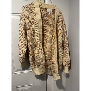 Bohme Chunky Knit‎ Open Sweater Cardigan Pockets XS Neutral Colors Womens